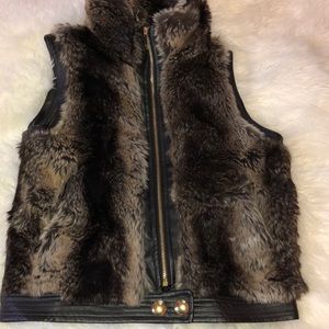 Rabbit fur leather vest